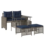 Patio Sofa Set With Cushions 4 Piece Poly Rattan Glass Brown/gray/black Vidaxl. Fixed Price $238.99.