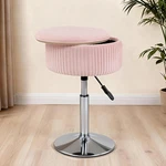 Pink Velvet Adjustable Vanity Stool With Storage & 360 Swivel Design. Fixed Price $66.99.