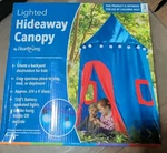 Hearthsong Indoor Outdoor Lighted Hideaway Canopy 6 X 4 Ft Blue Red Hanging. Fixed Price $15.00.