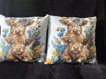 Highland Cow Wildflowers Set Of 2 Outdoor/indoor Water Resistant. Fixed Price $18.94.