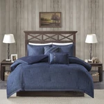 Woolrich Perry Denim Blue Oversized Queen Comforter Set With Decorative Pillows. Fixed Price $168.90.