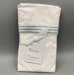 Pottery Barn Grand Organic Percale Embroidered Sham Sea Glass Blue King #4828X. Fixed Price $43.94.