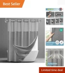 No Hook Shower Curtain With Snap Liner Set Waffle For Bathr.... Fixed Price $46.79.