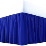 3 Sided Solid Royal Blue 650 Tc Egyptian Cotton Open Corner Ruffled Bed Skirt. Fixed Price $55.99.