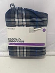Room Essentials Microfiber Sheet Set Blue Plaid Wrinkle Resistant. Fixed Price $13.99.