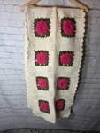 Vintage Handmade Crocheted Rose Sofa Runner Afghan Cream King Bed Boho Decor 3D. Fixed Price $45.00.