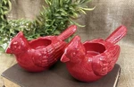 Pair Ceramic Red Cardinal Bird Tea Light Candle Holder Dennis East Dei? Set Of 2. Fixed Price $10.95.