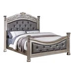 Benjara Jax California King Bed- Button Tufted Upholstered Headboard- Champagne. Fixed Price $749.99.