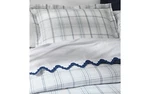 Matouk Schumacher August Queen Duvet Cover Shams Set White Navy Blue Plaid Italy. Fixed Price $699.00.