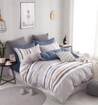 Soft Stripes 100% Cotton 3PC Bedding SET:1 Duvet Cover 2 Pillow Shams All Sizes. Fixed Price $54.99.