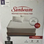 Sunbeam Heated Mattress Pad Twin Size White 10 Settings Auto Off New Box. Fixed Price $46.12.