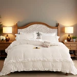 White Ruffle Duvet Cover Full Girls Shabby Chic Farmhouse Bedding Set 3PCS 10.... Fixed Price $68.25.