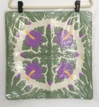 Hand-stitched Quilted Hawaiian Lavender Green Hibiscus Pillow Sham 18" X. Fixed Price $40.00.