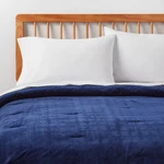 Full/queen Corduroy Plaid Comforter Navy Blue - Room Essentials. Fixed Price $20.99.