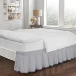 Gray Wrap Around Pom Bed Skirt (queen/king) (80" X 60") - Easyfit. Fixed Price $19.91.