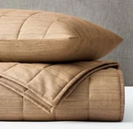 Rh Restoration Hardware Raw Silk Box Stitch Wheat Vhtf! King/cal Quilt Nwot. Fixed Price $350.00.
