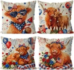 4TH Of July Cover 18X18 Inch Set Highland Cow Pillowcase Memorial. Fixed Price $30.99.
