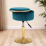 Adjustable Vanity Stool With Storage, 360 Swivel Gold Chair, Velvet Small Round. Fixed Price $62.86.