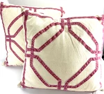 2PK By Marlo Lorenz Natural/zephyr Ribbon 18"X18" Throw Pillows Nwt. Fixed Price $15.40.