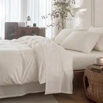 4PS Off White Queen Size Bedding Set, Oeko-tex Standard 100% Washed Cotton Li.... Fixed Price $104.27.
