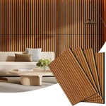 Acoustic Teak Wood Slat Wall Panels - 4 Pack For Noise Reduction & Decor. Fixed Price $198.99.