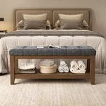 Solid Rubber Wood Shoe Bench, Soft Chenille Material Upholstered Seat, 770LB Loa. Fixed Price $201.99.