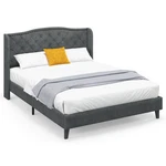 Queen Upholstered Base Frame For Bedroom Guestroom Dorm Apartment Grey. Fixed Price $119.99.