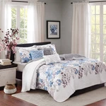 Luna Blue Floral Full/queen 6-PIECE Coverlet Set. Fixed Price $105.82.