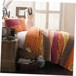 Royal Empire Quilt Striped Pattern Reversible 3 Piece Full/queen Tangerine. Fixed Price $62.60.