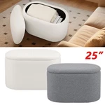 25" Linen Fabric Oval Storage Ottoman Removable Lid Footstool For Living Bedroom. Fixed Price $75.06.
