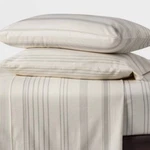 Threshold Cream & Gray Striped Twin Flannel Sheets. Fixed Price $55.00.