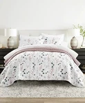 Ienjoy Home Reversible Quilt Set Full/queen Mauve Poppybloom Floral 3PC Open Box. Fixed Price $53.99.