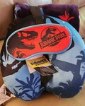 New Jurassic Park Kids' Travel Set, 50" X 40" Throw, Eye Mask, Neck Pillow, 3PC. Fixed Price $16.47.