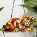 Lazy Orange Cat Acrylic Window Hanging Decor Ornament, Love. Fixed Price $16.80.