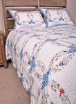 Blue Wedding Ring Full Queen Quilt Set : Cottage Romantic Country Floral Garden. Fixed Price $109.45.