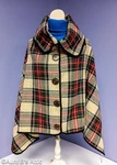 Poncho Ladies Rd/gr/beige Plaid Tickled Pink Large Collar W/ Buttons Os. Fixed Price $49.98.