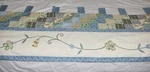 Embroidered Applique And Patch Work Quilt Tab Top Fabric Curtain 64" Valance. Fixed Price $120.00.