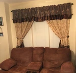 Fancy Collection Embroidery Curtain Set Drapes Backing & Valance Brown 55"X 84". Fixed Price $25.15.