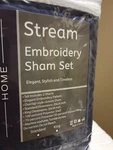 Brielle Home Stream New Embroidery Sham Set (2), Navy, 20X26 Inches, Standard. Fixed Price $15.99.