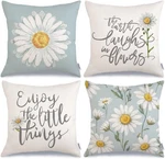 Eory Pillow Covers Buff Plaid Daisy Tru Bloom Hello Sunshine Spring. Fixed Price $12.99.