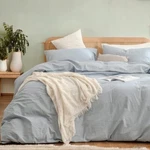 New West Elm Light Blue Solid 100% Cotton Modern Bedding Duvet & Sham Case. Fixed Price $151.20.
