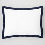 Oake Bedding Linen Collection Voile Pickstitch King Pillow Sham White/navy $115. Fixed Price $29.00.