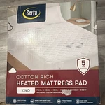Serta Heated Cotton Rich King Mattress Pad White Machine Washable 2 Controllers. Fixed Price $30.00.