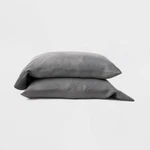 Casaluna King 100% Washed Hemp Solid Pillowcase, Set Of Two Metal Grey, New. Fixed Price $29.99.