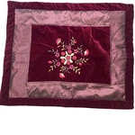 Pair Peking Handicraft Burgundy Velvet Ribbon Embroidery Standard Pillow Shams. Fixed Price $33.75.