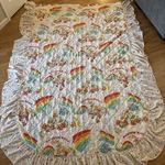 Vintage Rainbow Brite Sided Ruffled Skirt Daybed Top Sheet 1983. Fixed Price $60.00.