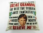 Vtg Donald Trump Novelty Throw Pillow You're Really Great Grandpa 18X18. Fixed Price $35.99.