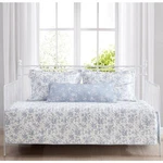 Laura Ashley Walled Garden Blue Daybed Set Floral Quilt 4PC New. Fixed Price $64.99.