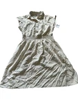 Ophelia Roe T-shidress Beige Tan Smocked Waist Button Short Sleeve Size Small. Fixed Price $24.99.