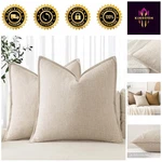 Luxurious Natural Linen Euro Sham Pillow Covers 24X24 - Boho Chic (set Of 2). Fixed Price $46.99.